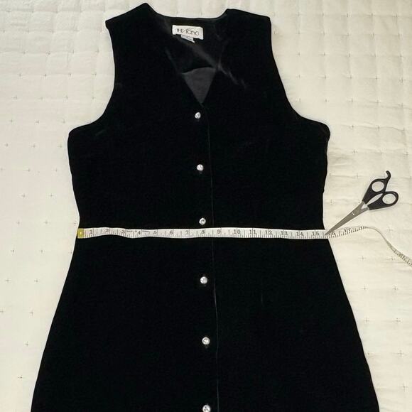 VTG The Icing Velvet Column Dress Women's 8 Black Sleeveless V-neck 90s EUC - Picture 10 of 11